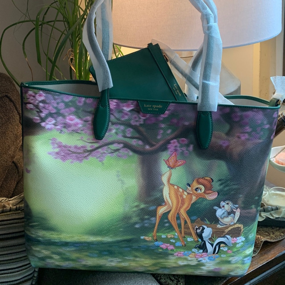 GORGEOUS😍Authentic KATE SPADE Coated leather/smooth leather BAMBI tote/wristlet - Picture 14 of 15